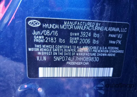 2017 Hyundai Elantra Se z USA, uszkodzony, nr VIN 5NPD74LF7HH089830